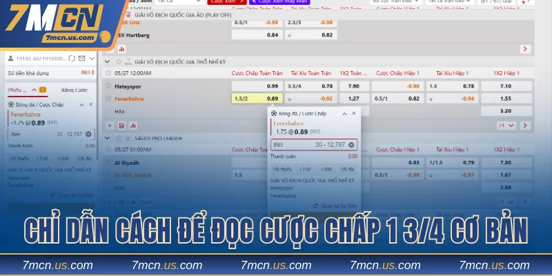 Chỉ dẫn cách để đọc cược chấp 1 3/4 cơ bản