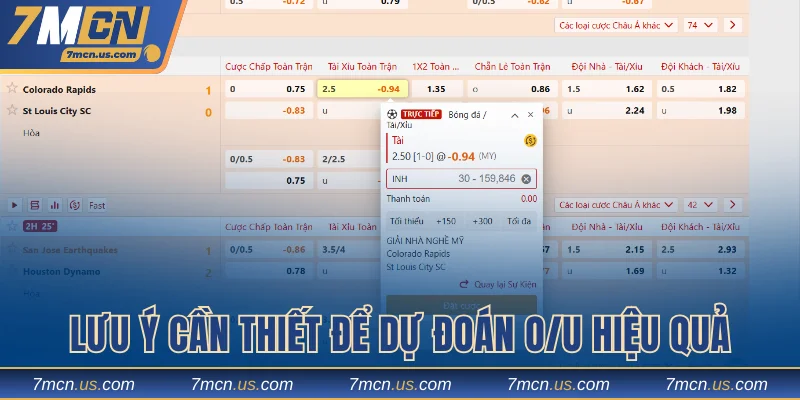 Lưu ý cần thiết để dự đoán O/U hiệu quả